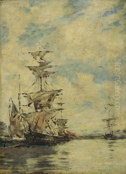 Voiliers Dans Le Port Oil Painting by Eugene Boudin