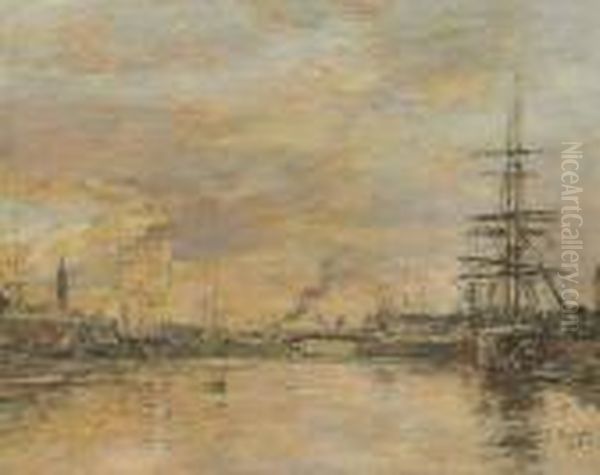 Deauville, Le Bassin Oil Painting by Eugene Boudin