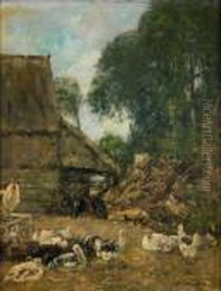 Le Poulailler Oil Painting by Eugene Boudin