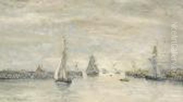 Trouville, Les Jetees Oil Painting by Eugene Boudin