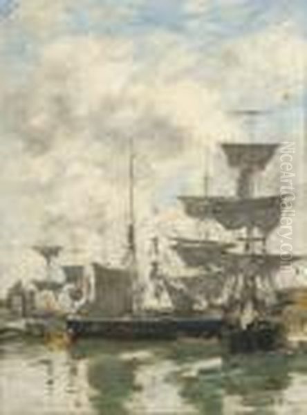 Voiliers Dans Le Port Oil Painting by Eugene Boudin