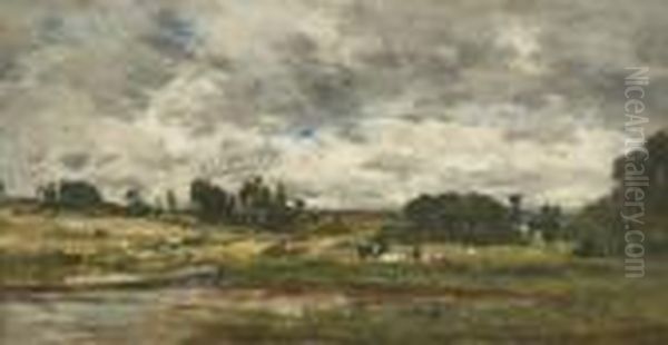 Paysage Normand Oil Painting by Eugene Boudin