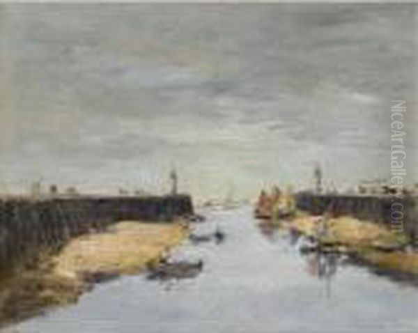 Trouville, Les Jetees Oil Painting by Eugene Boudin