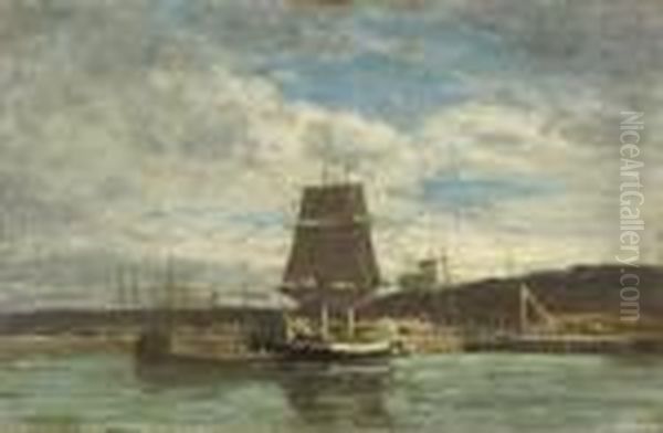 Port Normand Oil Painting by Eugene Boudin