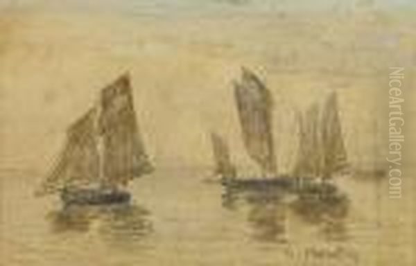 Bateaux Oil Painting by Eugene Boudin