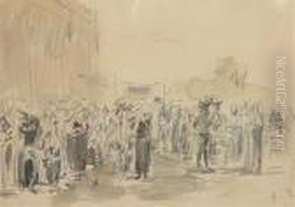 Marche En Bretagne Oil Painting by Eugene Boudin