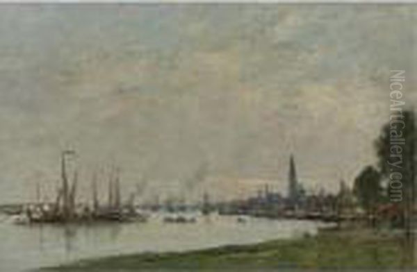 Anvers. Le Port Vu De La Citadelle Nord Oil Painting by Eugene Boudin