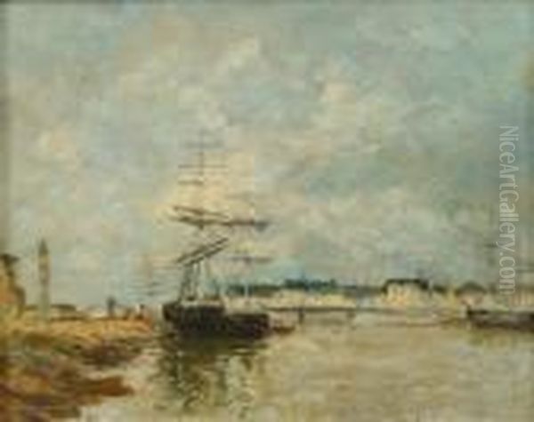 Les Bords De La Touque,ciel Nuaguex Oil Painting by Eugene Boudin