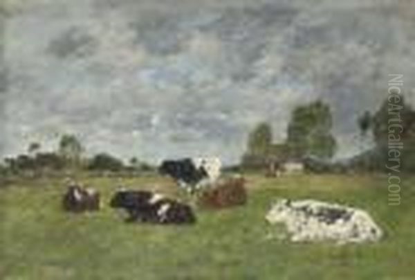 Vaches Aux Paturage Oil Painting by Eugene Boudin