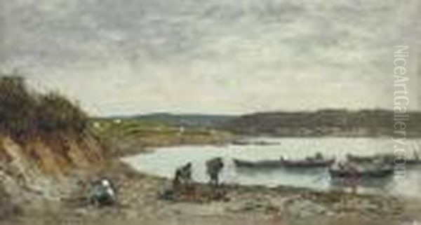 Brest, Les Barques De Peche Oil Painting by Eugene Boudin