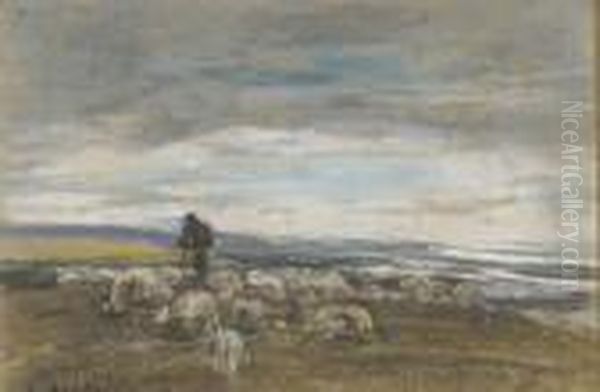 Paturage Aux Moutons, Cote Normande Oil Painting by Eugene Boudin