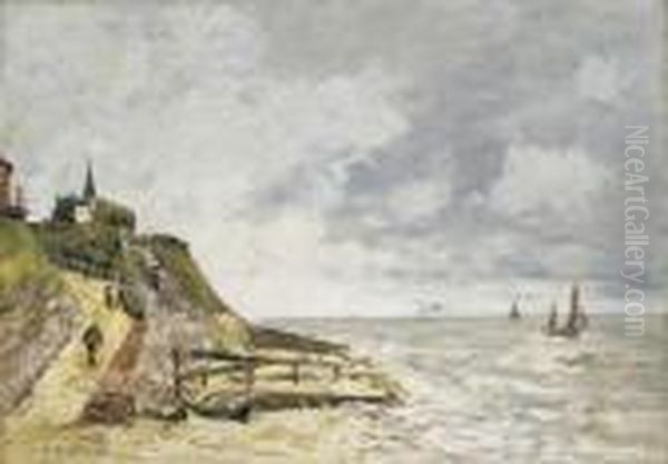 Le Rivage Et La Mer, Villerville Oil Painting by Eugene Boudin