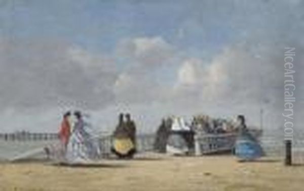 L'embarcadere A Trouville Oil Painting by Eugene Boudin