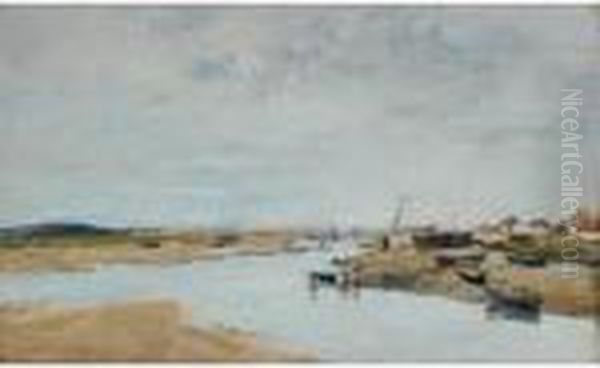 Etaples. La Canche Oil Painting by Eugene Boudin