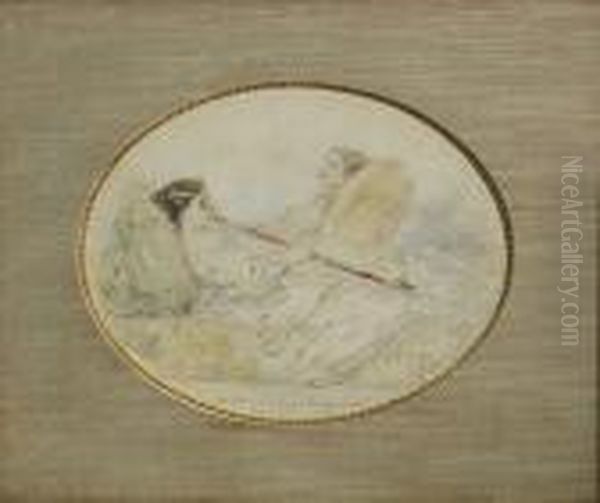 Two Women On A Divan, One Smoking An Opium Pipe Oil Painting by Eugene Boudin