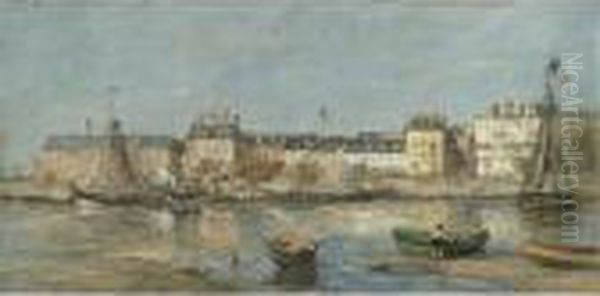 Trouville, Le Port Oil Painting by Eugene Boudin