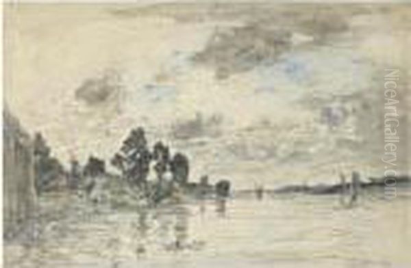 Bords De Seine Oil Painting by Eugene Boudin