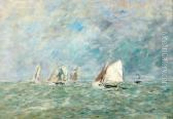 Regate Au Large De Trouville, Circa 1892-1894 Oil Painting by Eugene Boudin