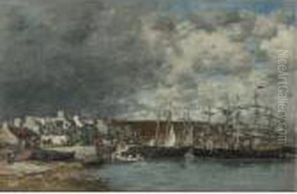 Le Port De Camaret Oil Painting by Eugene Boudin