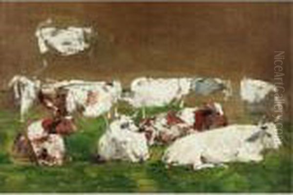 Etude De Vaches Oil Painting by Eugene Boudin