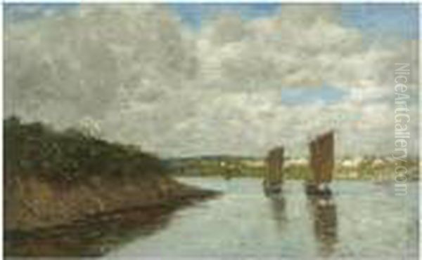 Bretagne, Voiliers Dans Une Baie Oil Painting by Eugene Boudin