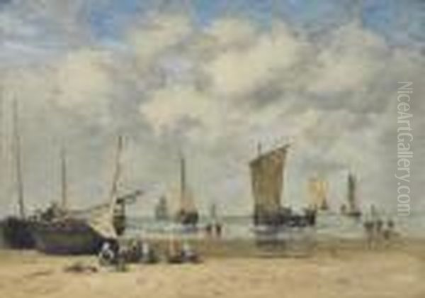 Berck. La Plage Oil Painting by Eugene Boudin