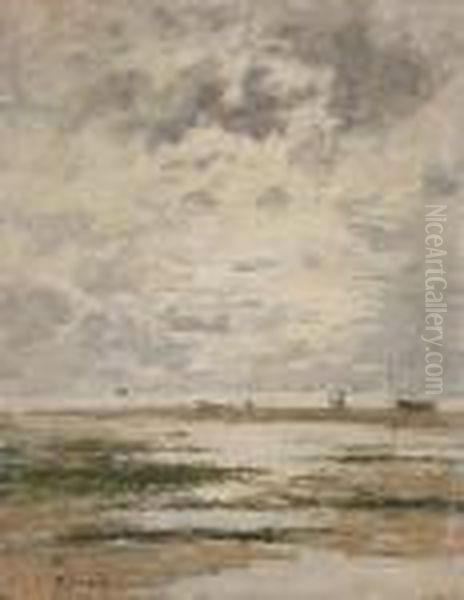 Promeneuses A Maree Basse Oil Painting by Eugene Boudin