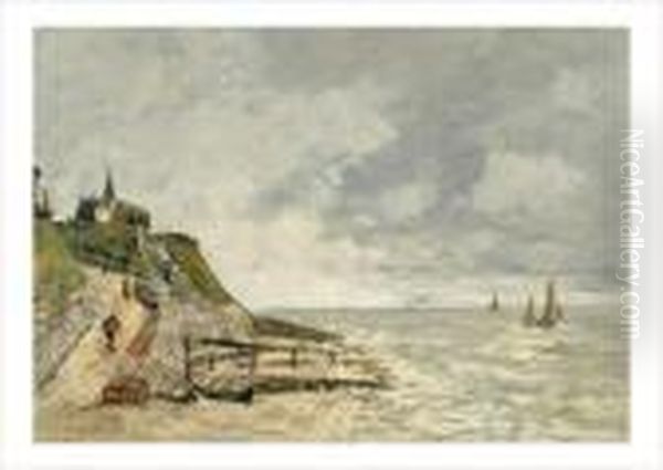 Villerville, Le Rivage Et La Mer Oil Painting by Eugene Boudin