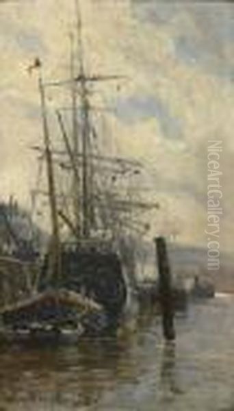 Voilier Au Port Oil Painting by Eugene Boudin