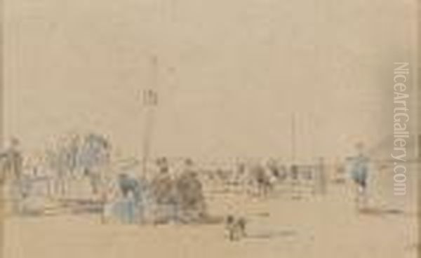 La Plage Oil Painting by Eugene Boudin