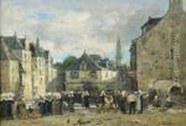 Marche En Bretagne Oil Painting by Eugene Boudin