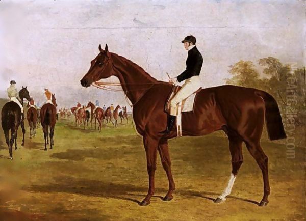 Mundig the Winner of the Derby Stakes at Epsom Oil Painting by John Frederick Herring Snr