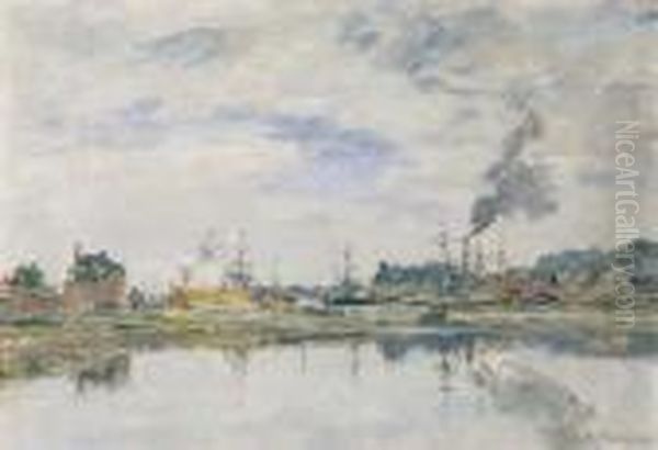 La Retenue A Trouville Oil Painting by Eugene Boudin