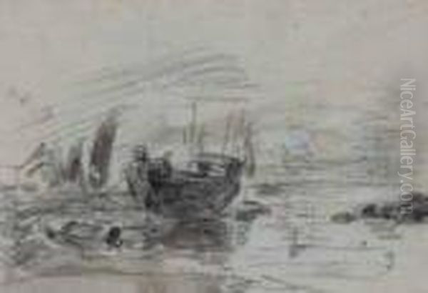 Marea Bassa In Normandia Oil Painting by Eugene Boudin