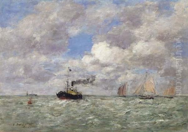 Le Charbonnier Anglais En Vue De Trouville Oil Painting by Eugene Boudin