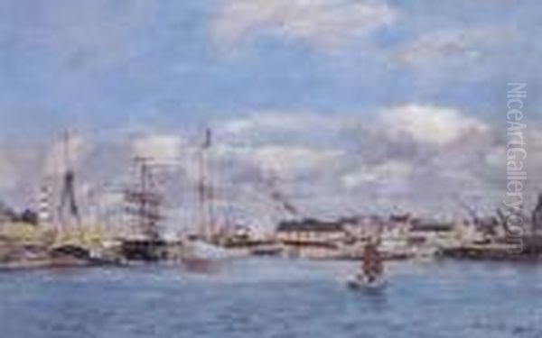 Deauville, Le Bassin Oil Painting by Eugene Boudin