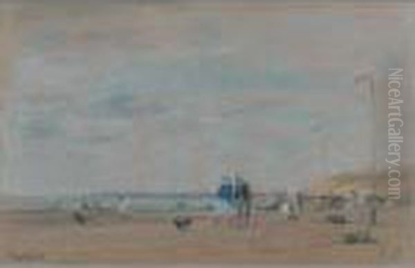 Scene De Plage Oil Painting by Eugene Boudin