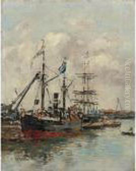 Trouville, Le Port Oil Painting by Eugene Boudin