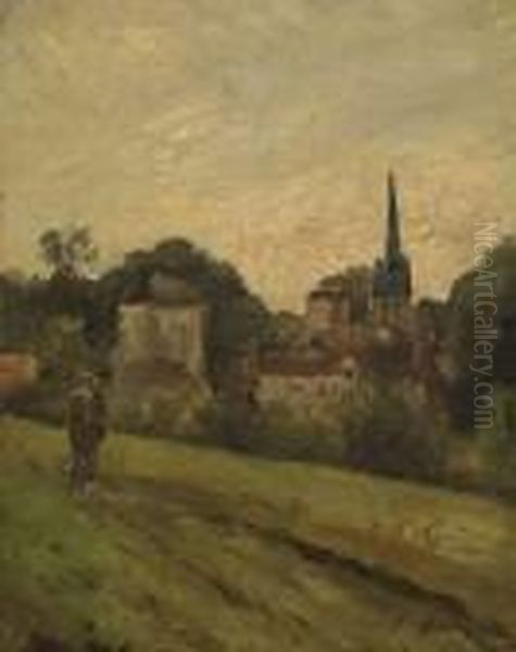 Eugene Paysage Au Clocher Oil Painting by Eugene Boudin