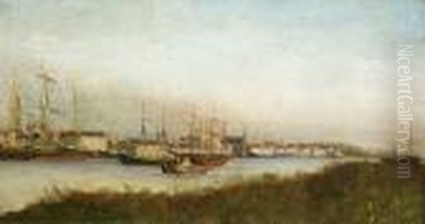 Hafenansicht Mit Atmospharischer Stimmung Oil Painting by Eugene Boudin