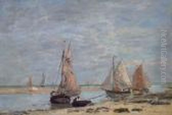 Voiliers Aux Environs De Trouville Oil Painting by Eugene Boudin