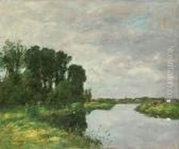 La Touques A Saint-arnoult Oil Painting by Eugene Boudin