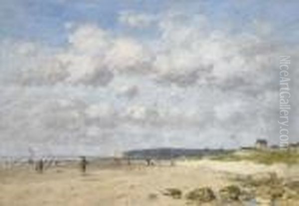 Benerville. La Plage Oil Painting by Eugene Boudin