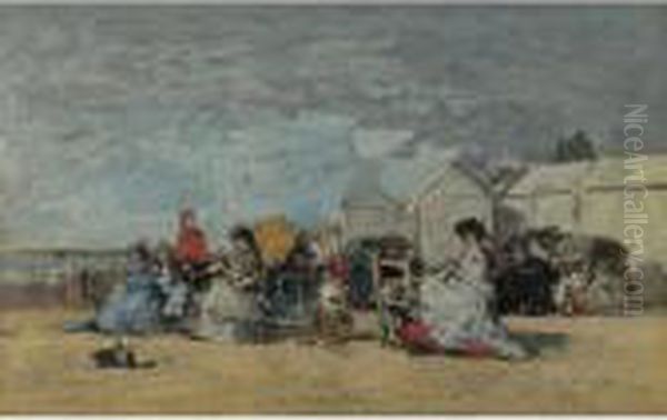 Property From A Distinguished Private Collection
 

 
 
 

 
 Trouville. Crinolines Et Cabines Oil Painting by Eugene Boudin