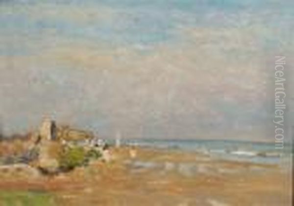 Figures On A Beach Oil Painting by Eugene Boudin