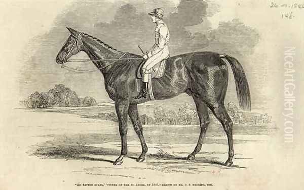 Sir Tatton Sykes Winner of the St Leger from The Illustrated London News Oil Painting by John Frederick Herring Snr