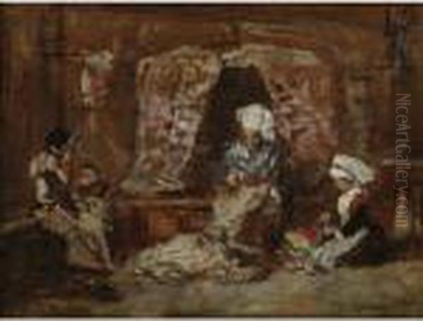 Les Coutieres De Plougastel Oil Painting by Eugene Boudin