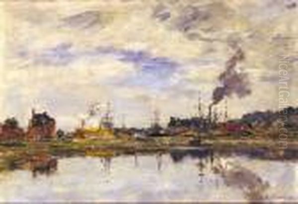 La Retenue A Trouville Oil Painting by Eugene Boudin