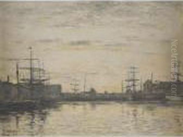 Fecamp, Le Bassin Oil Painting by Eugene Boudin