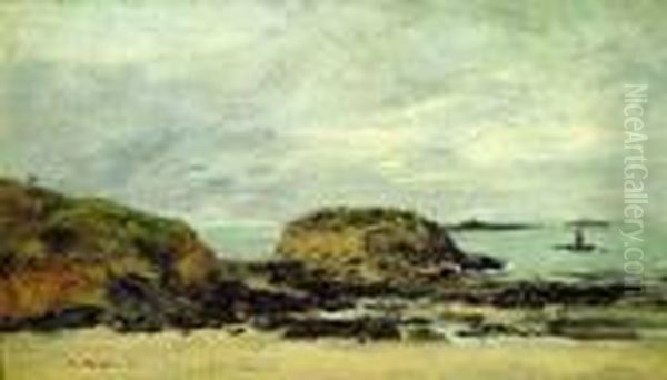 Rochers A Portrieux Oil Painting by Eugene Boudin